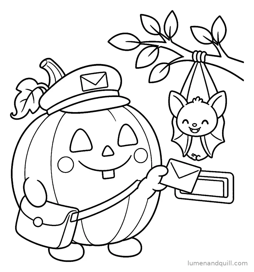 Dibujo para colorear de Otto the Pumpkin Postmaster: Entrega boca abajo