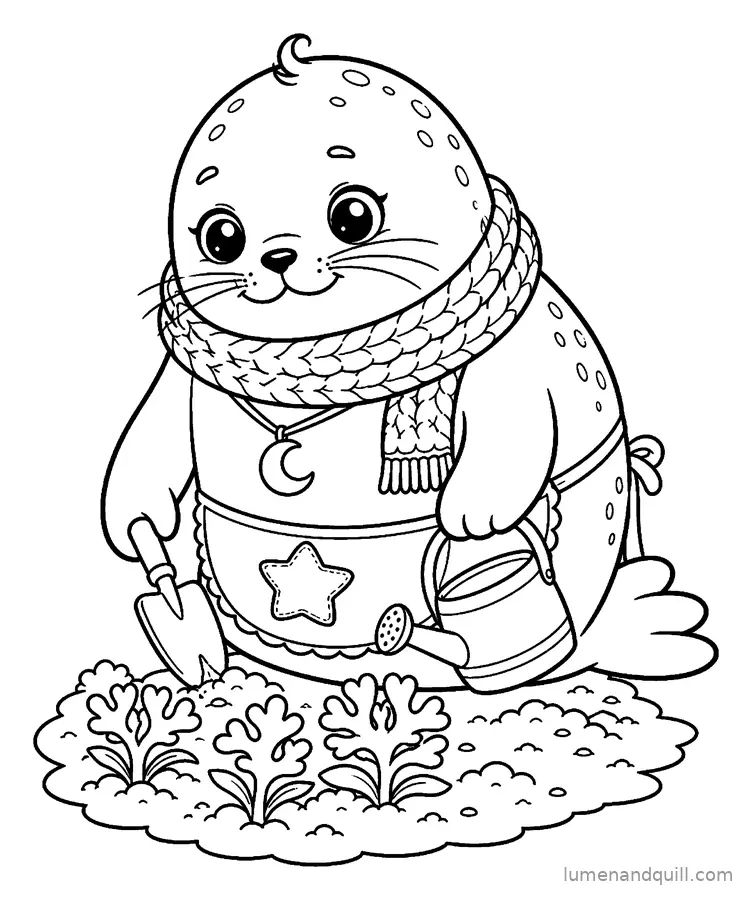 Ausmalbild aus Pearl's Enchanted Seal Shop: Der Seeblumengarten