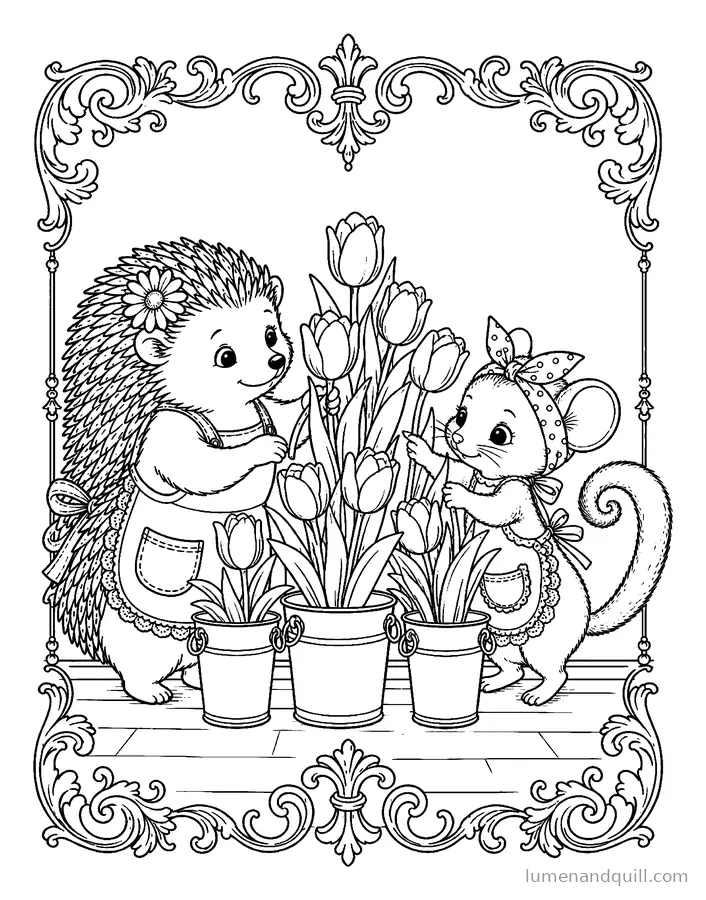 Dibujo para colorear de Petals & Pals Flower Shop: Cubos de tulipanes