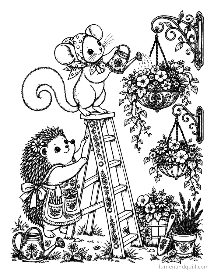 Dibujo para colorear de Petals & Pals Flower Shop: Cestas colgantes