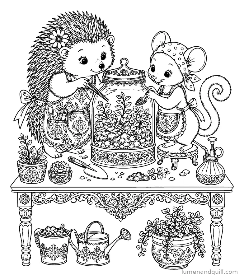 Dibujo para colorear de Petals & Pals Flower Shop: Tarro terrario