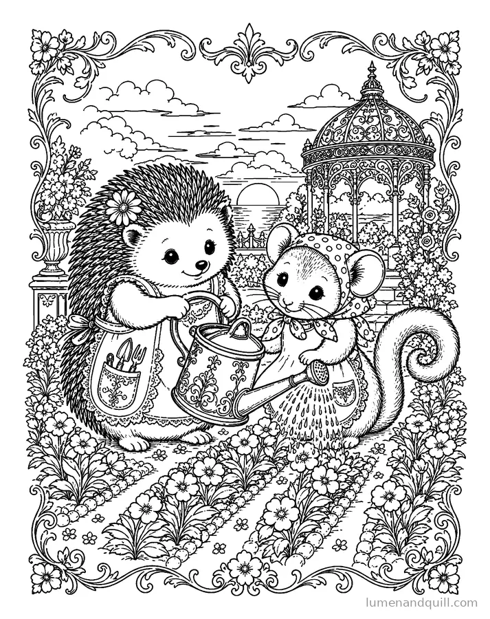 Dibujo para colorear de Petals & Pals Flower Shop: Hileras doradas