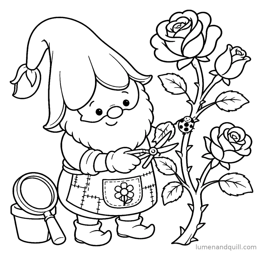 Page de coloriage tirée de Pip's Tiny Flower Shop : La coccinelle qui aide