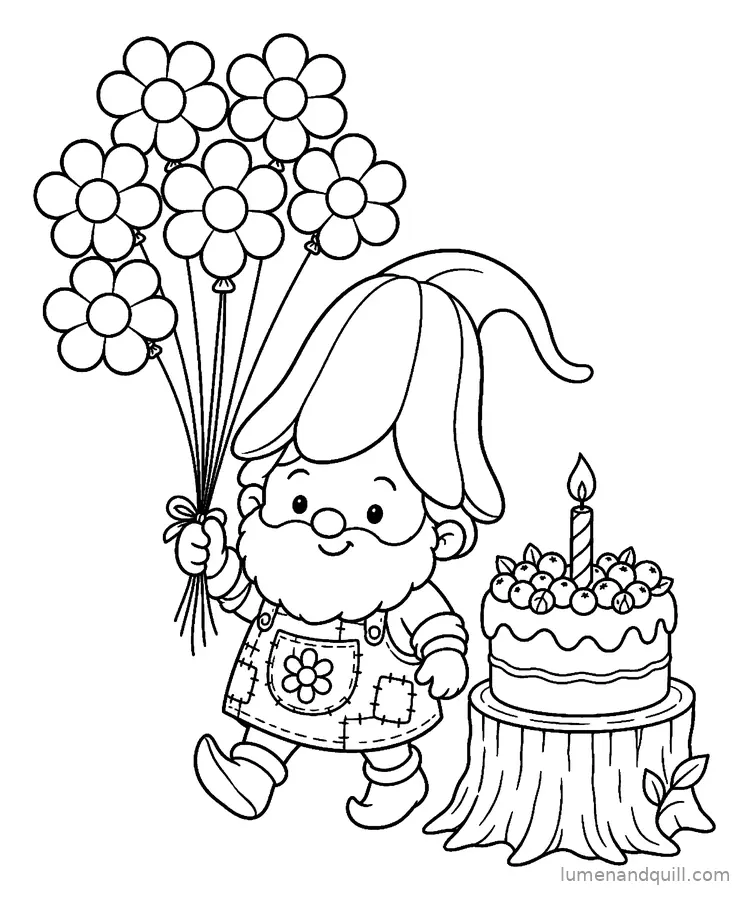 Page de coloriage tirée de Pip's Tiny Flower Shop : Une surprise d'anniversaire