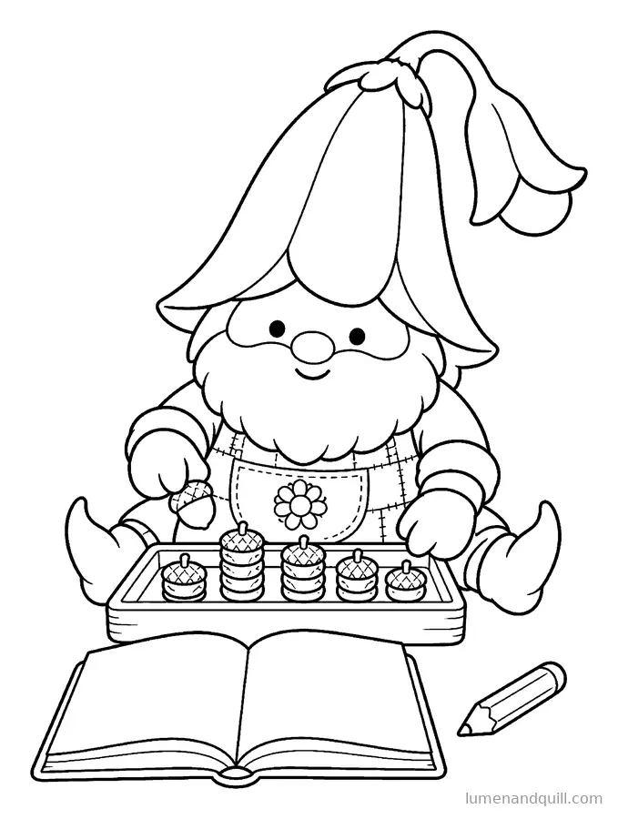 Page de coloriage tirée de Pip's Tiny Flower Shop : Compter les pièces