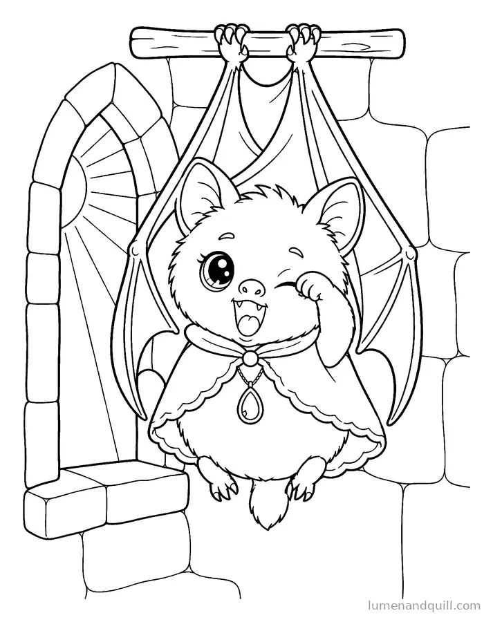 Disegno da colorare tratto da Ruby the Little Cloister Bat: Alba assonnata