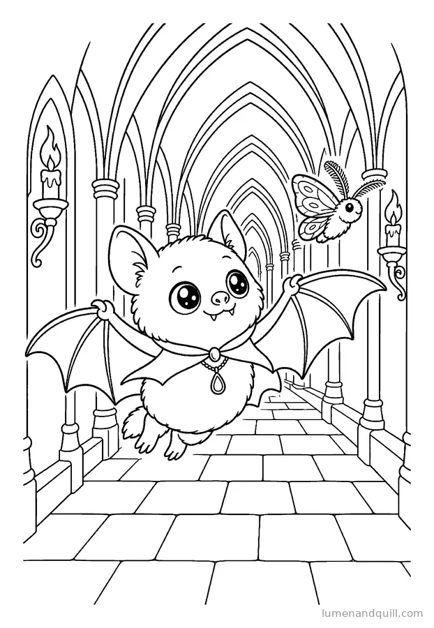 Disegno da colorare tratto da Ruby the Little Cloister Bat: Caccia alla falena