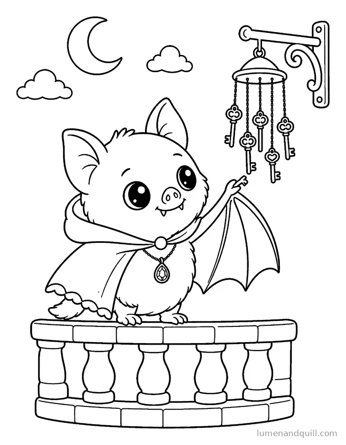 Disegno da colorare tratto da Ruby the Little Cloister Bat: Il tintinnio delle chiavi
