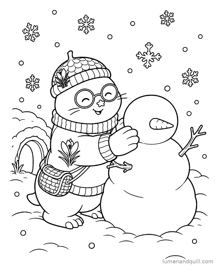 Ausmalbild aus Saffron the Cozy Mole: Der erste Schnee