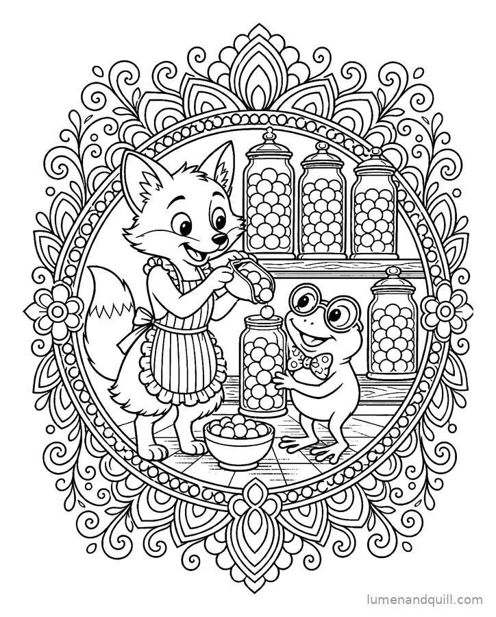 Coloring page from Sweet Shop Friends: Gumball Jars