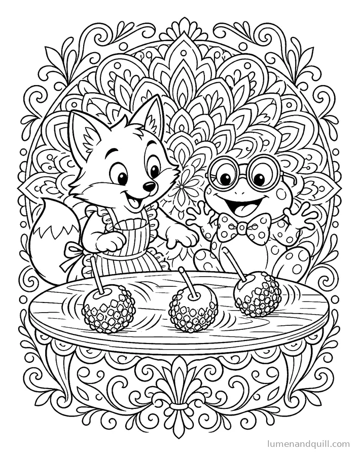 Coloring page from Sweet Shop Friends: Candy Apples