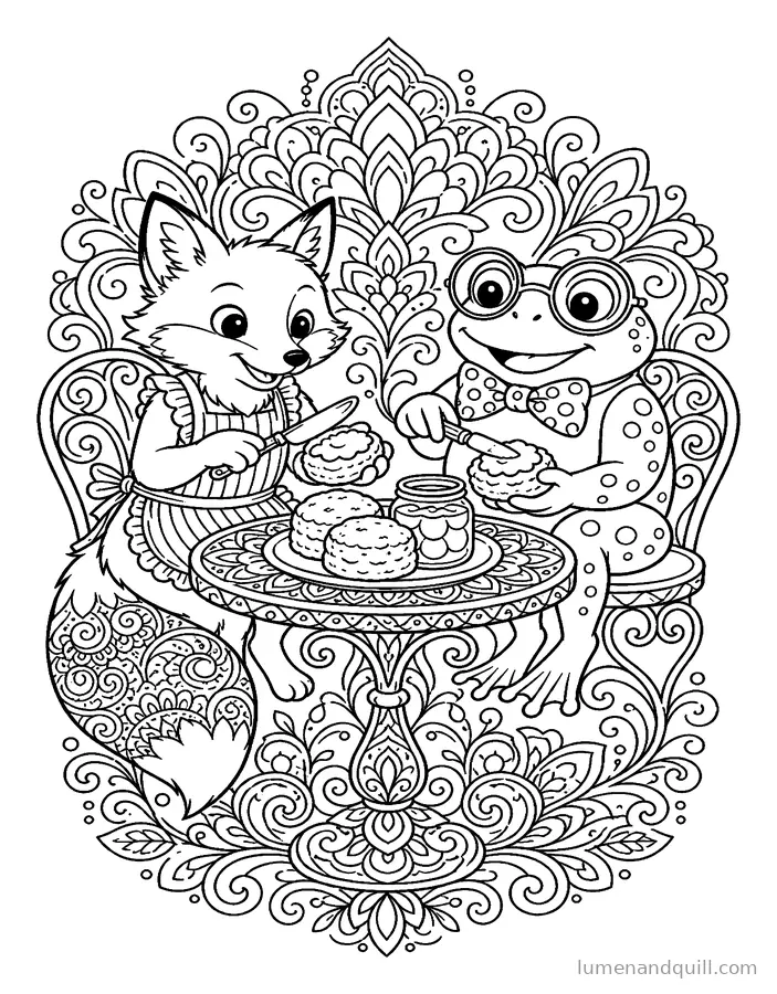 Coloring page from Sweet Shop Friends: Scones and Jam