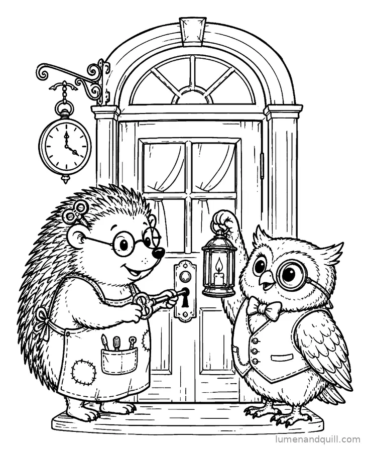 Dibujo para colorear de The Cozy Clock Shop: Hora de abrir