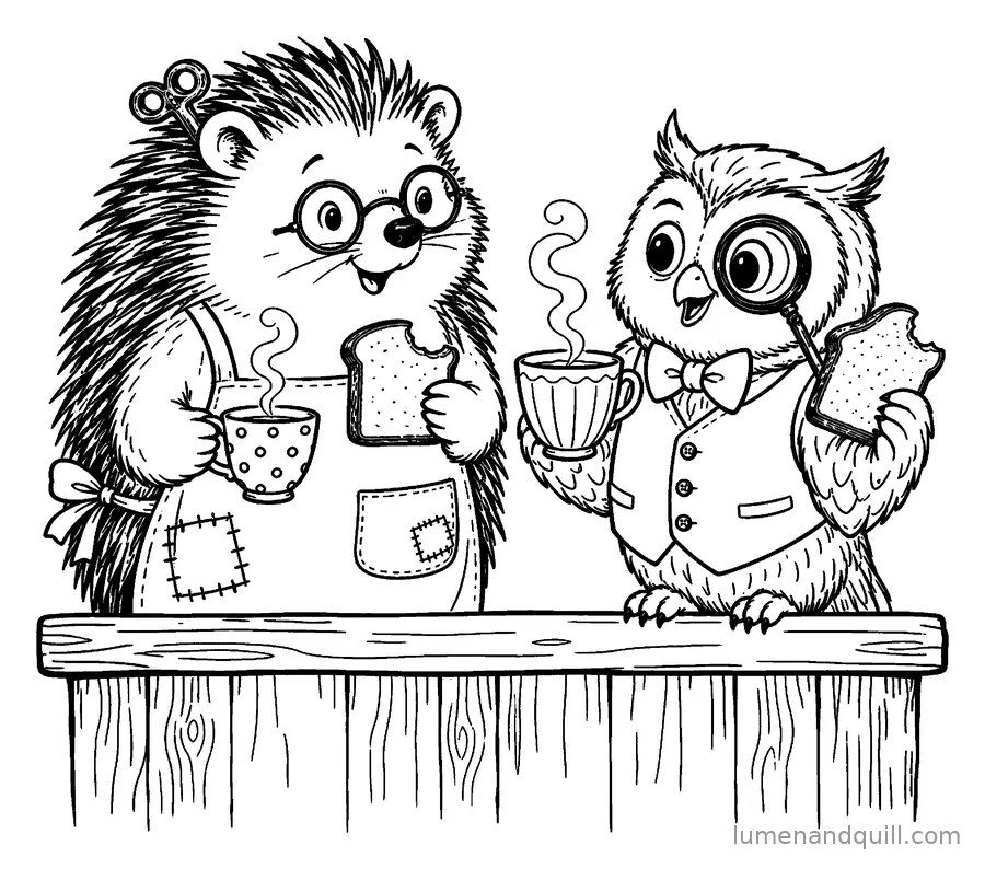 Dibujo para colorear de The Cozy Clock Shop: Té con tostadas