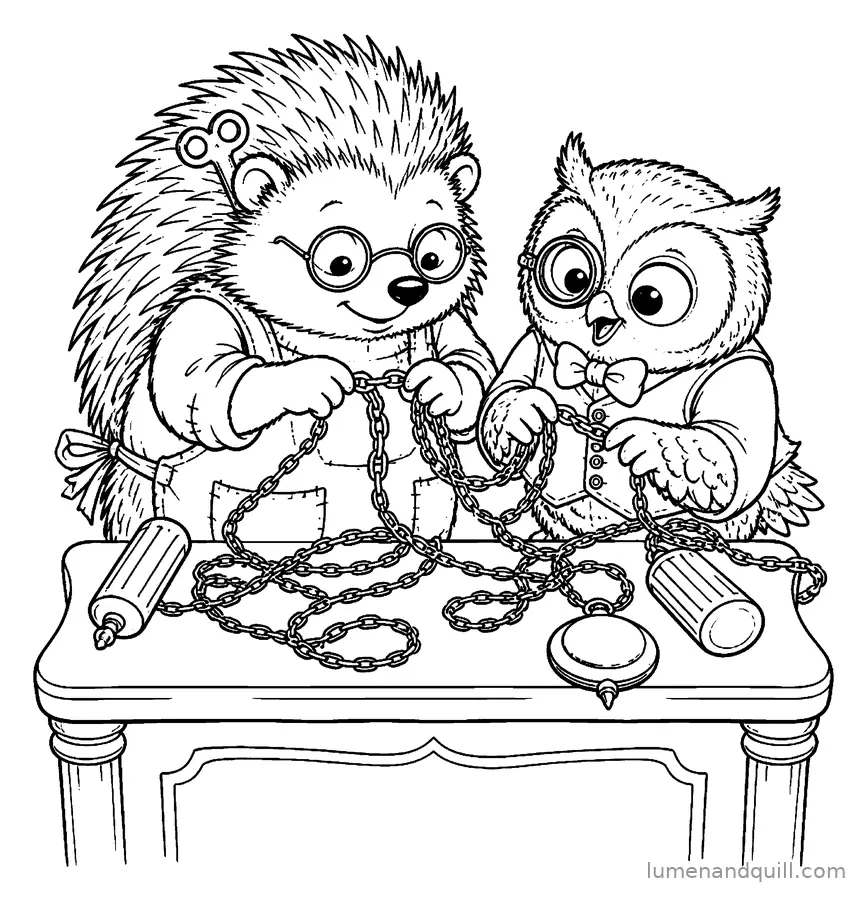 Dibujo para colorear de The Cozy Clock Shop: Cadenas enredadas