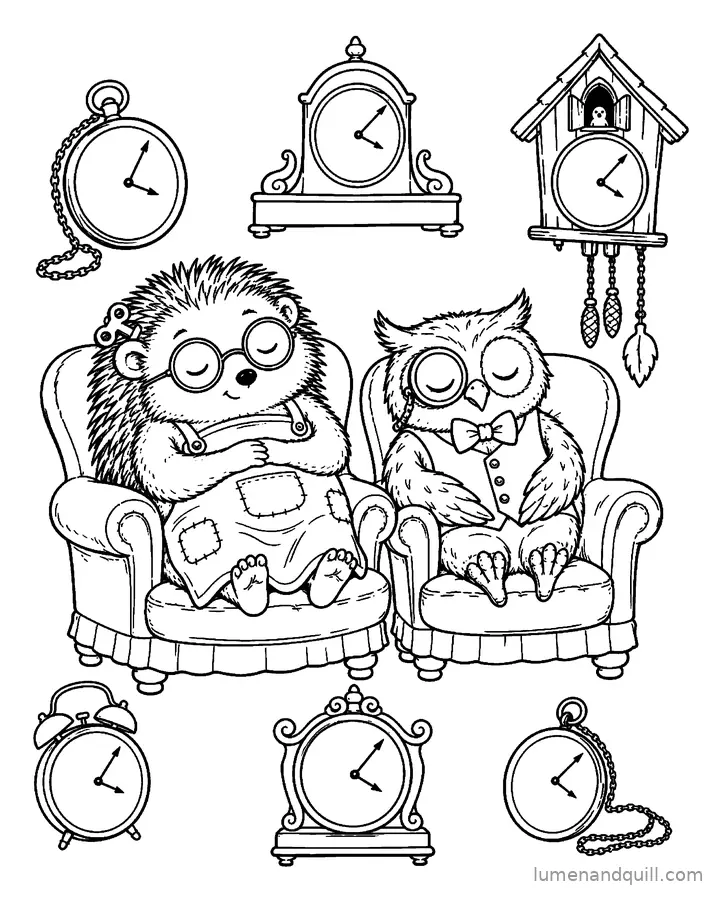 Dibujo para colorear de The Cozy Clock Shop: Siestecita