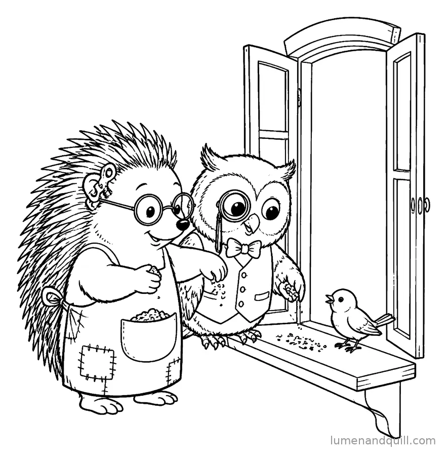 Dibujo para colorear de The Cozy Clock Shop: Pájaro en la ventana