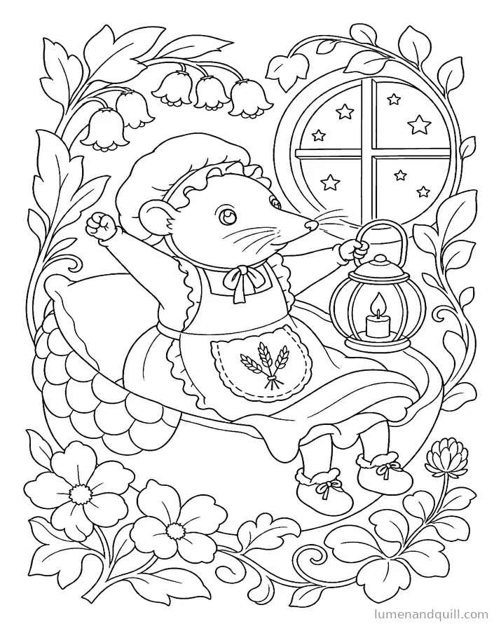 Page de coloriage tirée de The Lantern Bakery : Avant l'aube
