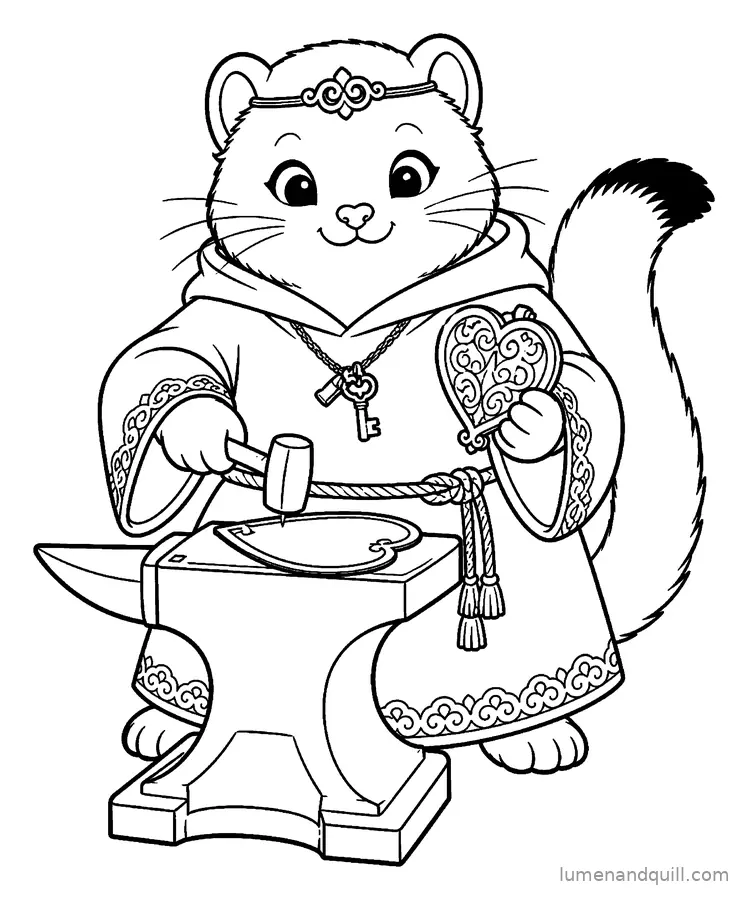 Målarbild från Tovi the Reliquary Stoat: Silver som hamras