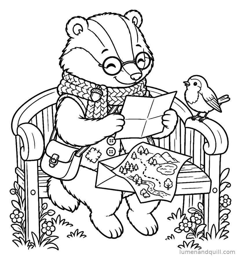 Ausmalbild aus Truffle's Cozy Badger Day: Ein Brief zum Lesen