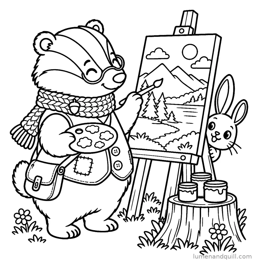 Ausmalbild aus Truffle's Cozy Badger Day: Die Aussicht malen