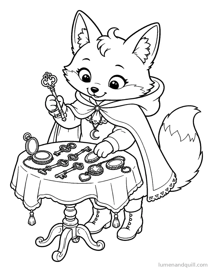 Coloring page from Vesper's Gothic Organ Room: Keys and Lockets