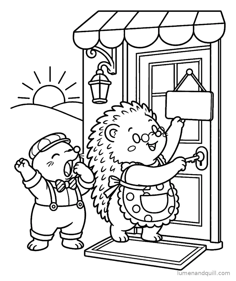 Coloring page from Wren & Milo's Tea Shop: Rise and Shine