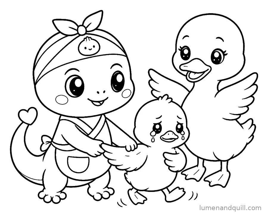 Dibujo para colorear de Yuki's Dumpling Market: El patito perdido