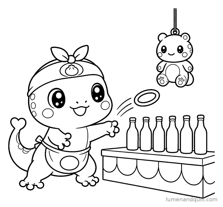 Dibujo para colorear de Yuki's Dumpling Market: Lanzamiento de aros