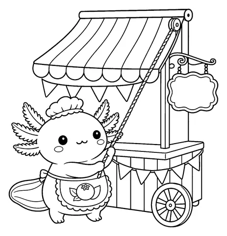 Axolotl da colorare e stampare: Si apre la tenda