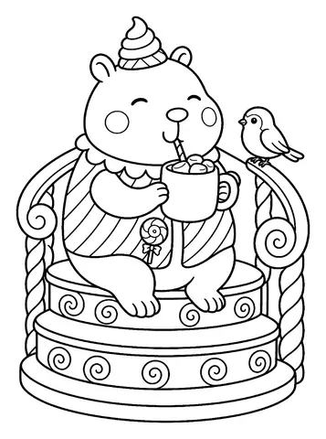 Free capybara coloring pages: Cocoa on the Steps