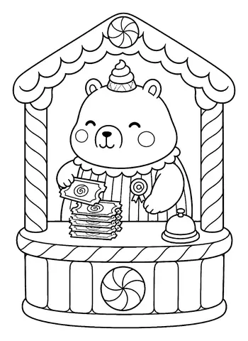 Free capybara coloring pages: Ticket Booth Ready