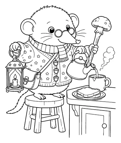 Kawaii Ausmalbilder kostenlos: Morgentee
