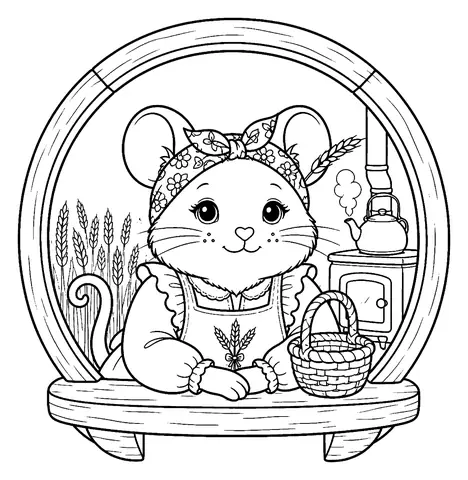 Ratón para colorear e imprimir: Ventana de la mañana