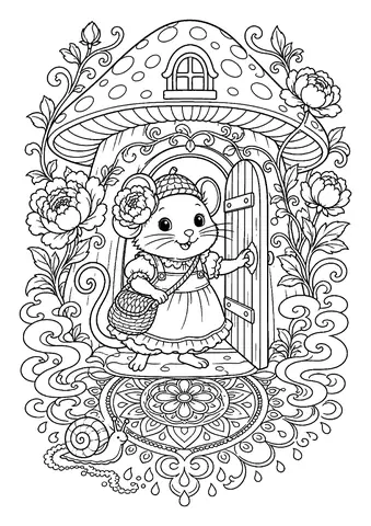 Ratón para colorear e imprimir: La puerta de la mañana
