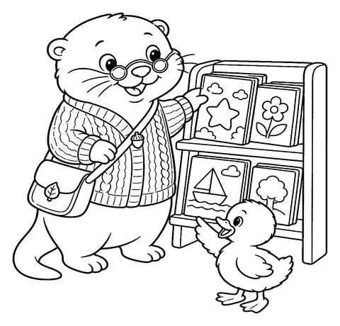 Ausmalbilder Otter kostenlos: Die Wahl eines Entenkükens