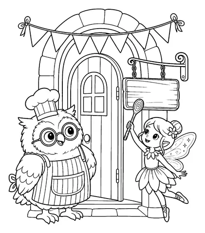 Free owl coloring pages: Open for Treats