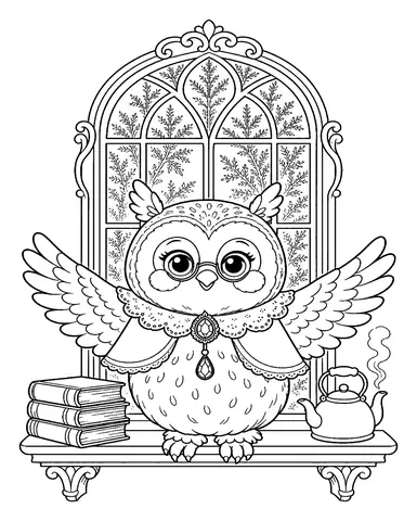 Free owl coloring pages: Morning Stretch